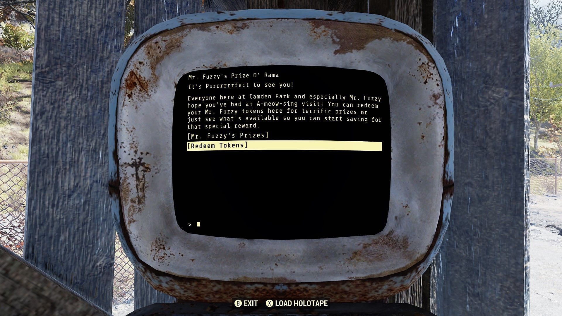 Interact with the terminal to redeem the tokens (Image via Bethesda Softworks)